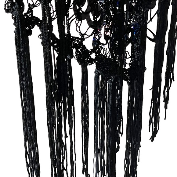 Black & Gold Full Sequin Evening Shawl Scarf - Picture 7 of 14